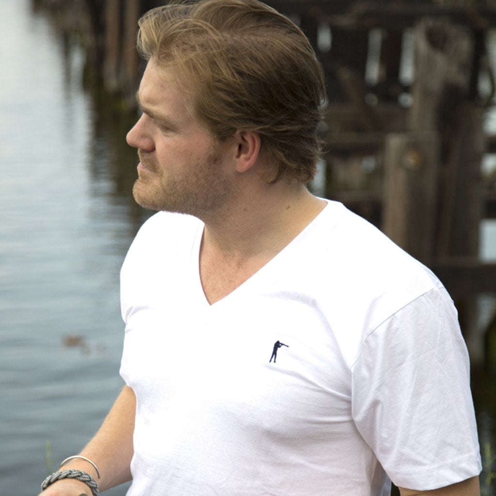 5oz V-Neck Roger Tee - White