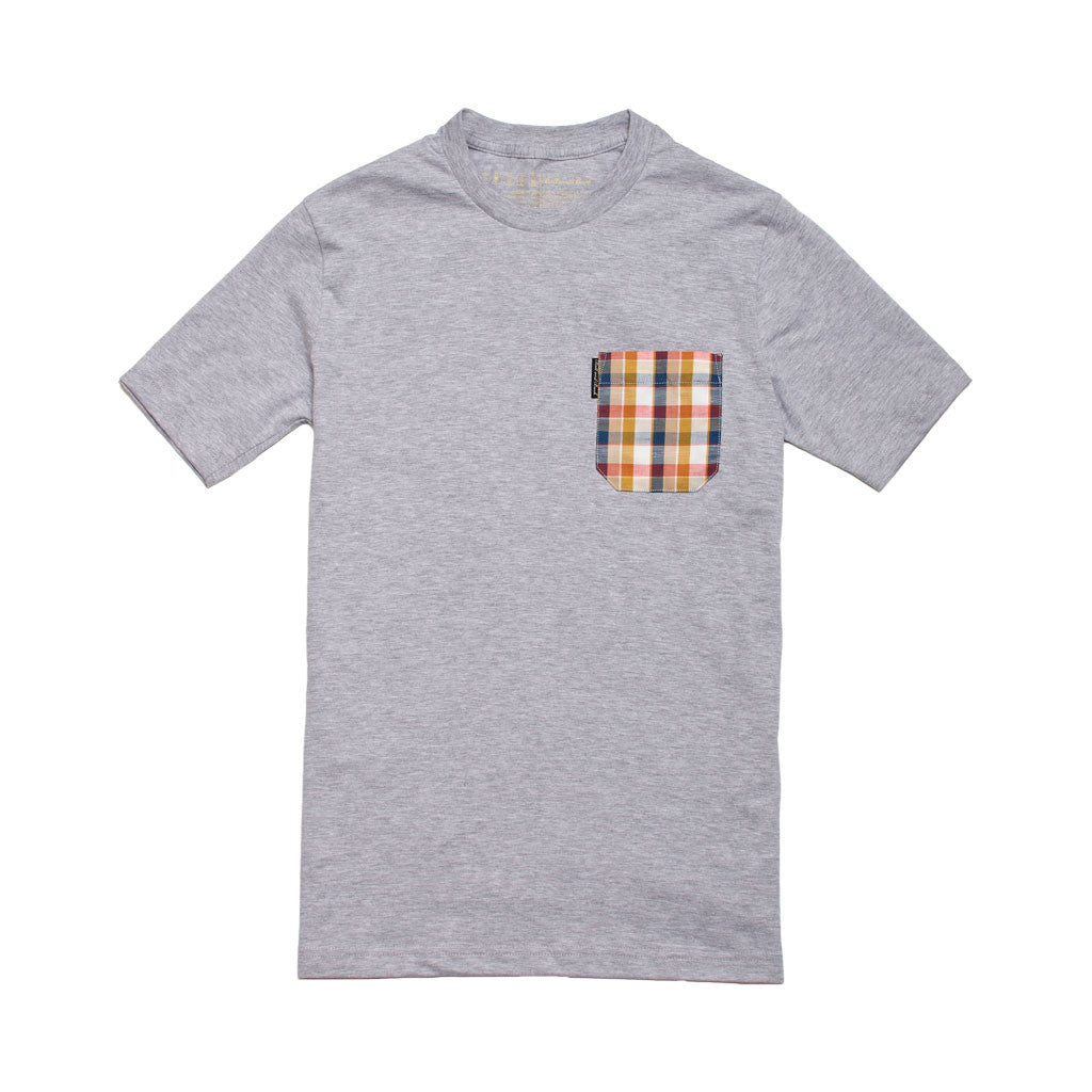 The 5oz Pocket Tee, Heather Grey / Montana Plaid
