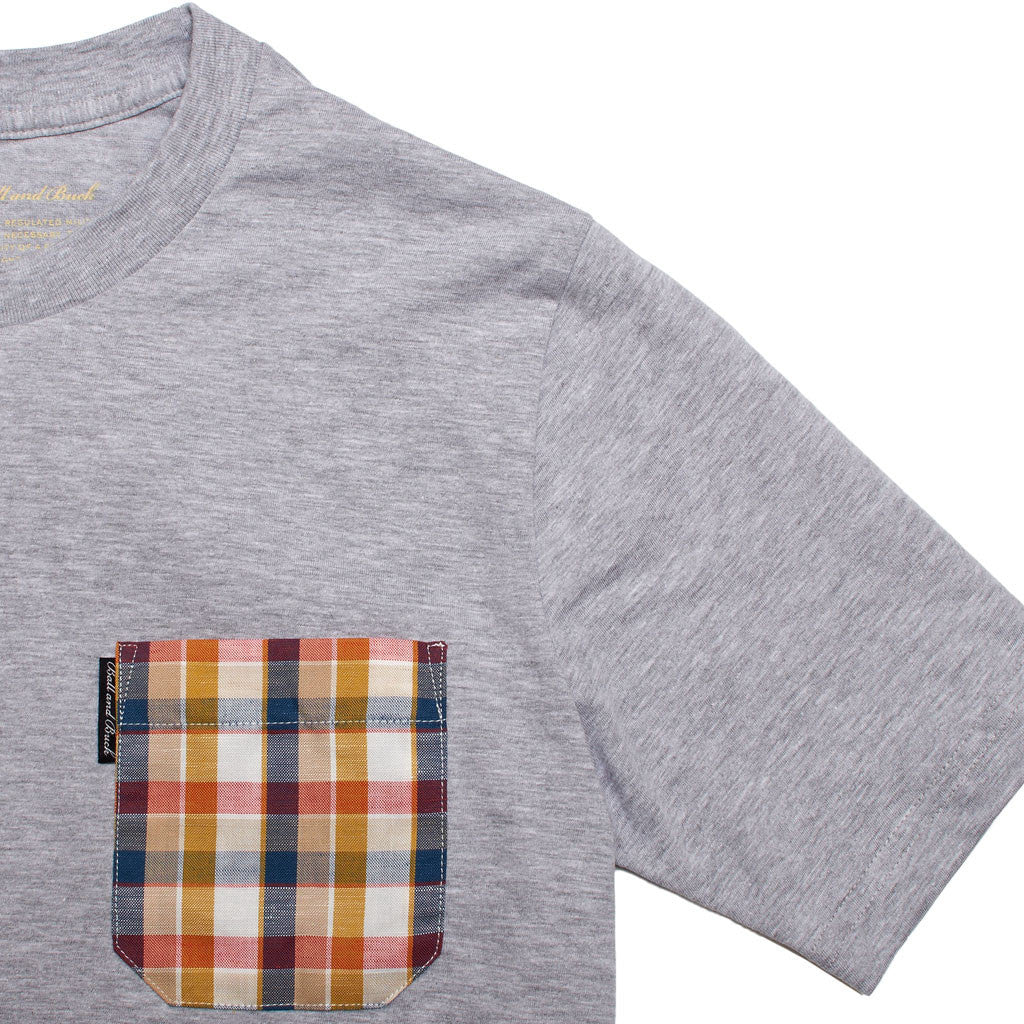 The 5oz Pocket Tee, Heather Grey / Montana Plaid