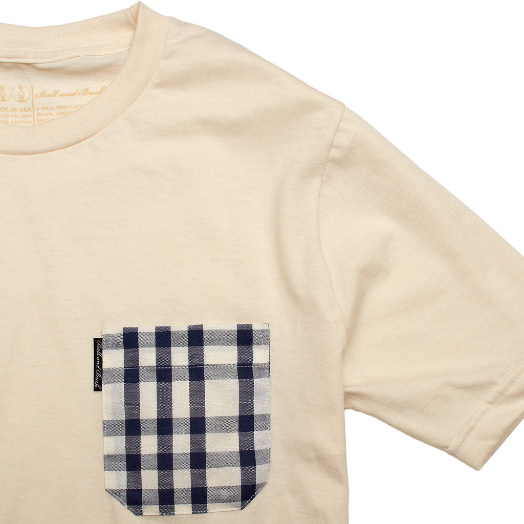 The 5oz Pocket Tee, Natural / Gallatin Plaid
