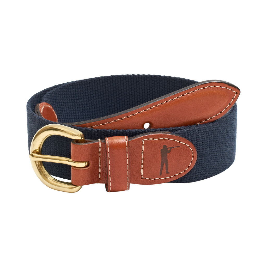 Leather Tab Belt, Navy