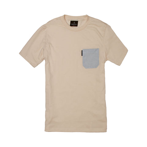 The 5oz Pocket Tee, Natural / Forest Green