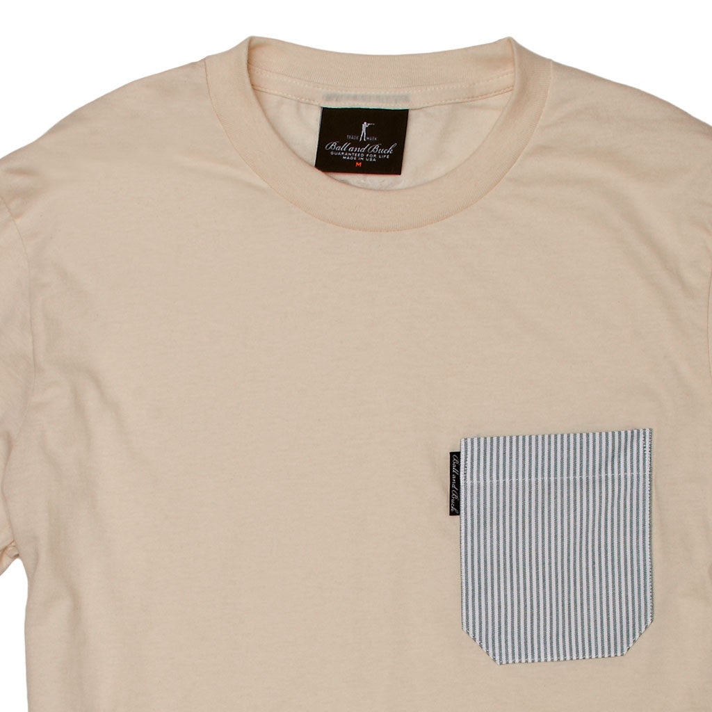 The 5oz Pocket Tee, Natural / Forest Green