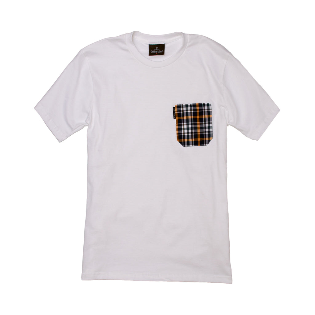 The 5oz Pocket Tee, White / Brook Plaid