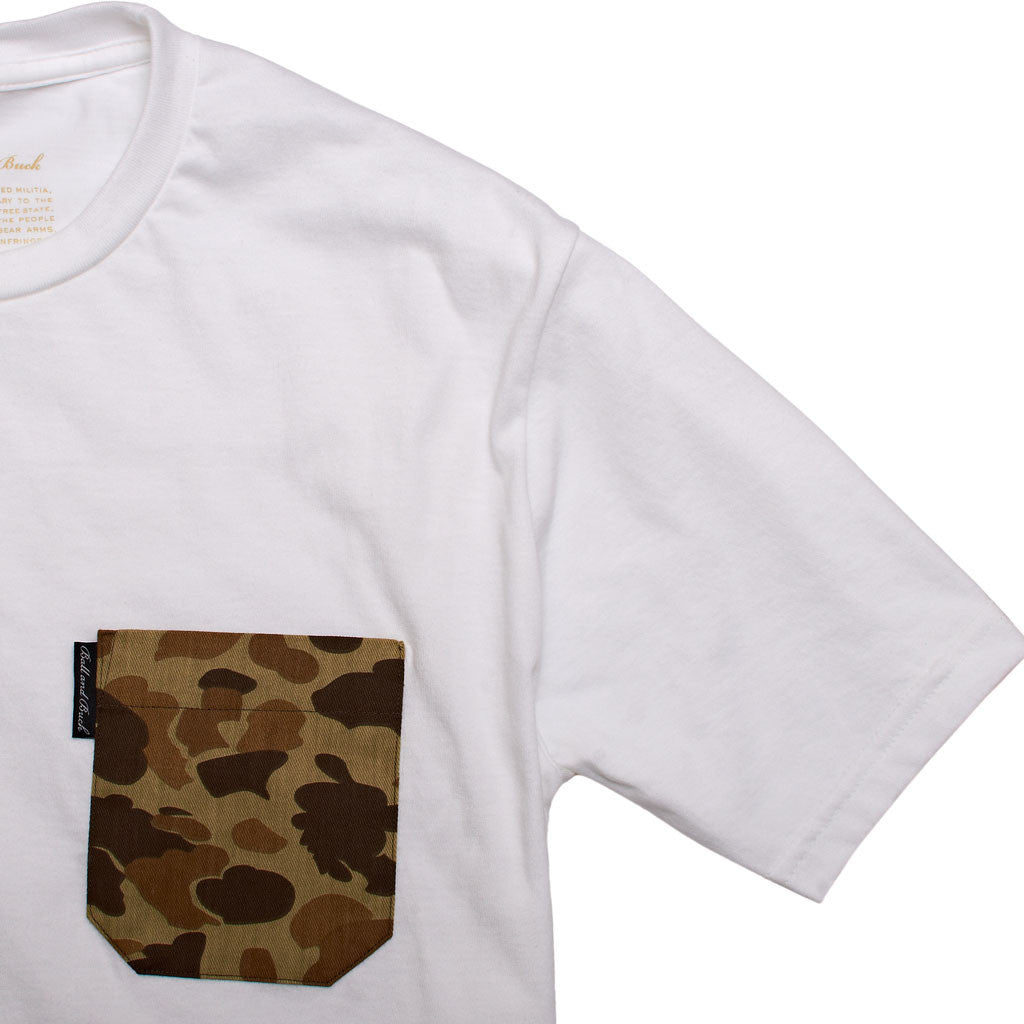 The 5oz Pocket Tee, White / Signature Camo