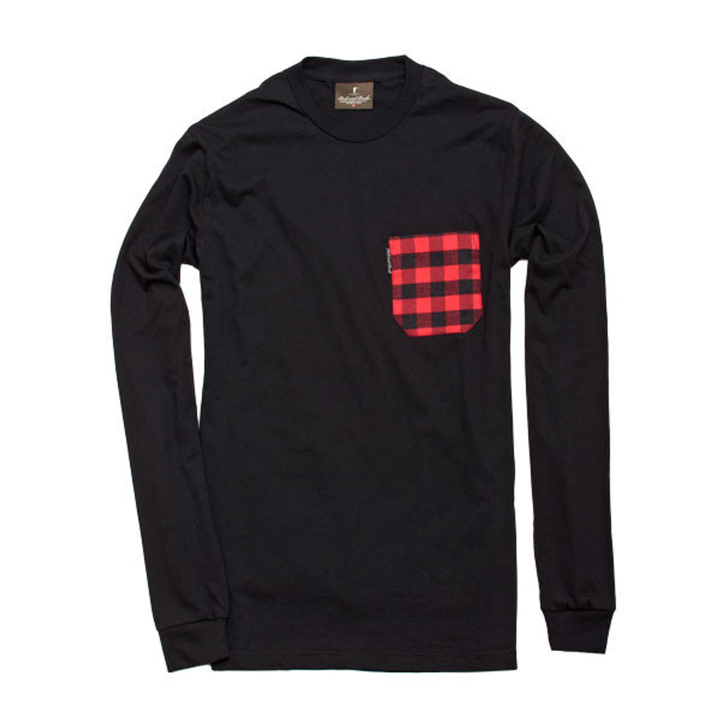 The 6oz Long-Sleeve Pocket Tee, Black/Buffalo