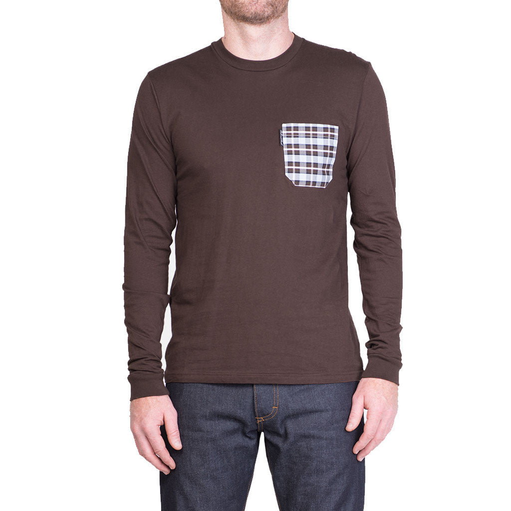 The 6oz Long-Sleeve Pocket Tee, Brown/Pointer