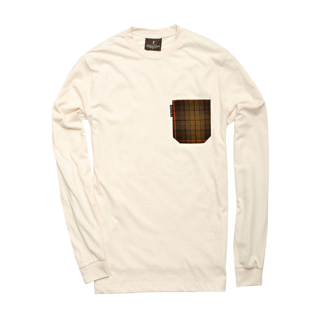 The 6oz Long-Sleeve Pocket Tee, Natural/Signature Plaid