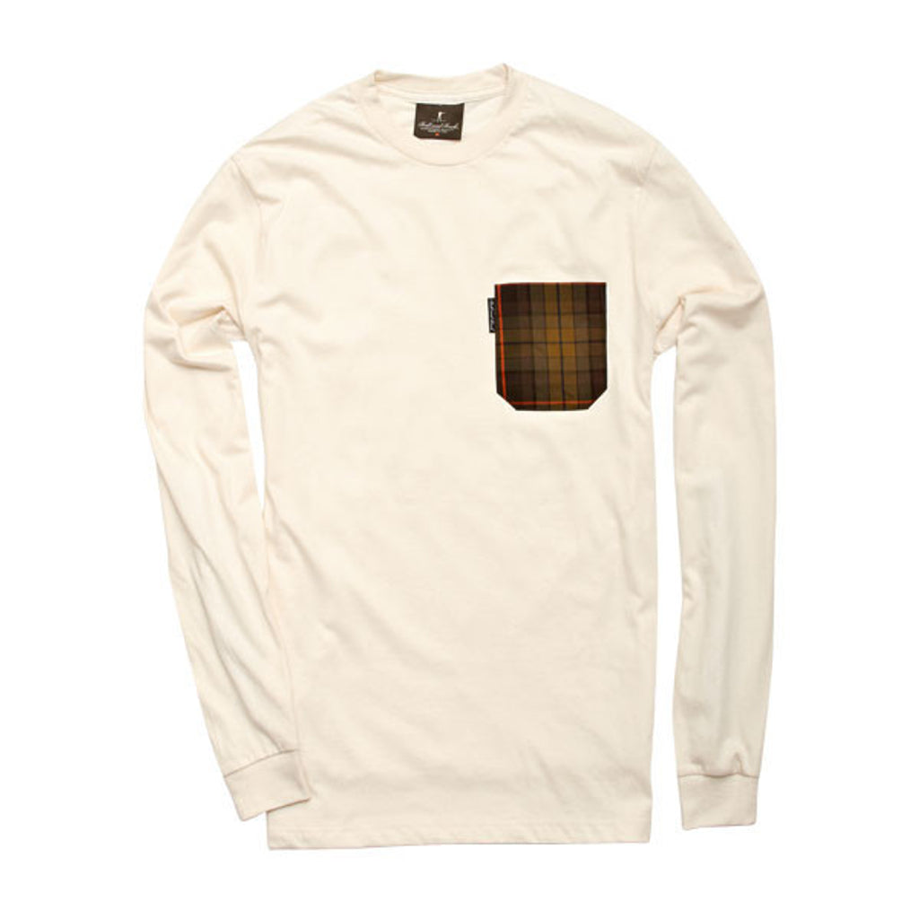 The 6oz Long-Sleeve Pocket Tee, Natural/Signature Plaid
