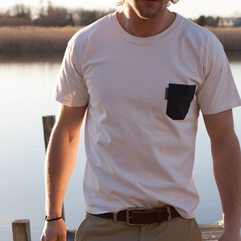 The 5oz Pocket Tee, Natural / Signature Plaid