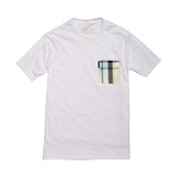 The 5oz Pocket Tee, White / Mackerel Plaid