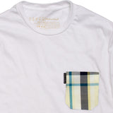 The 5oz Pocket Tee, White / Mackerel Plaid