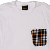The 5oz Pocket Tee, White / Brook Plaid