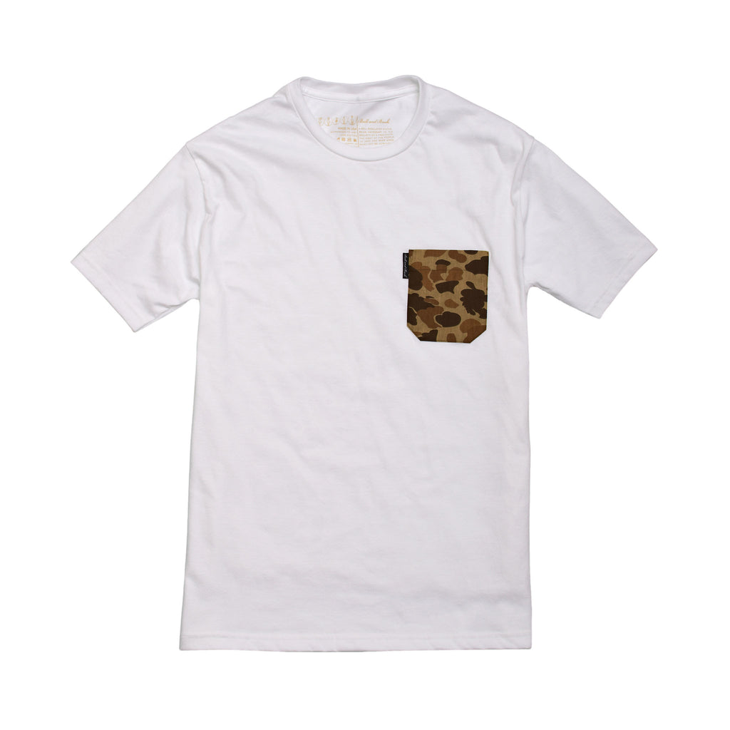 The 5oz Pocket Tee, White / Signature Camo