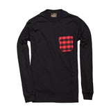 The 6oz Long-Sleeve Pocket Tee, Black/Buffalo