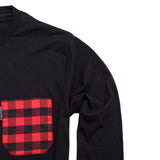 The 6oz Long-Sleeve Pocket Tee, Black/Buffalo