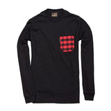 The 6oz Long-Sleeve Pocket Tee, Black/Buffalo