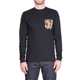 The 6oz Long-Sleeve Pocket Tee, Black/Signature Camo
