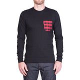The 6oz Long-Sleeve Pocket Tee, Black/Buffalo