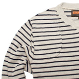 The Crew Neck Pullover, Pelican/Dark Sapphire Stripe